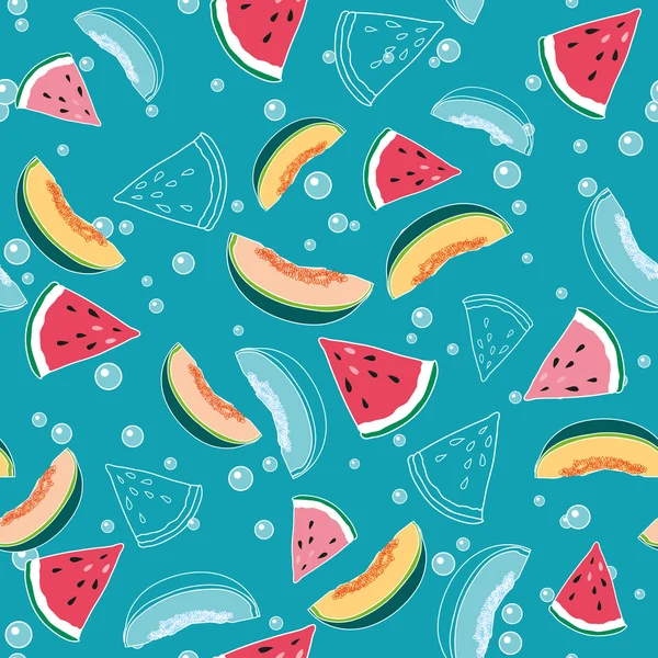 Kavun ve karpuz su turkuaz arka plan üzerinde desen
