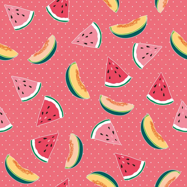 Kavun ve karpuz pembe bir arka plan üzerinde desen