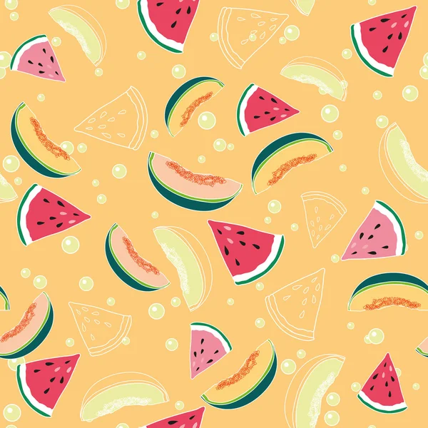 Kavun ve karpuz sarı su arka planda desen