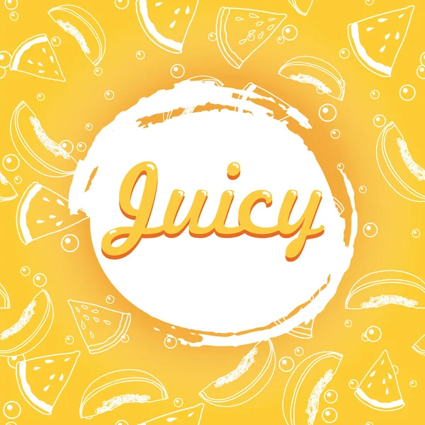 Meloun a meloun žlutý a nápis Juicy — Stockový vektor