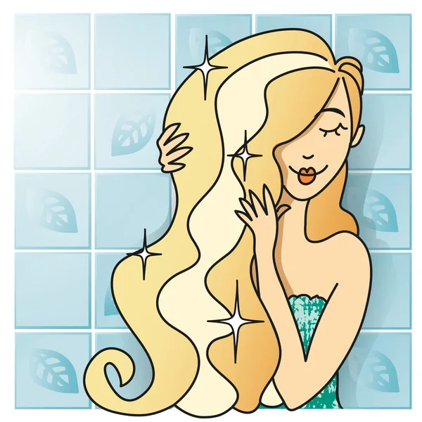 Illustrazione di donna in bagno — Vettoriale Stock