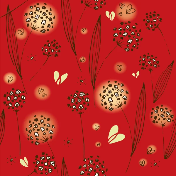 Kırmızı zemin üzerine Çiçek deseni