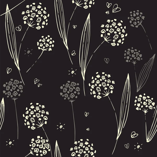 Siyah arka plan üzerine Çiçek deseni