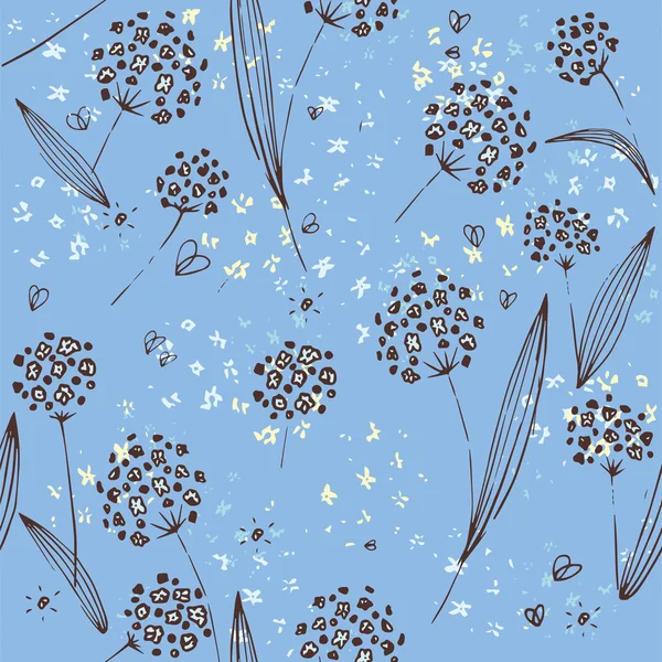 Mavi zemin üzerine Çiçek deseni