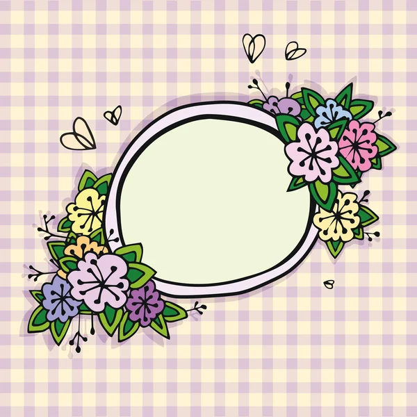 Floral yuvarlak çerçeve kroki - vektör