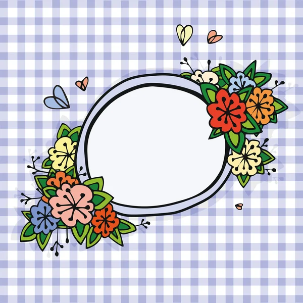 Floral yuvarlak çerçeve kroki - vektör