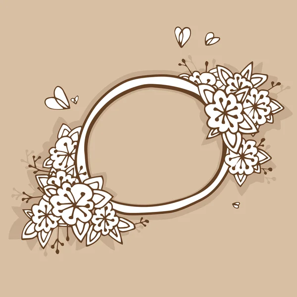 Floral round frame sketch - vector — Stock Vector