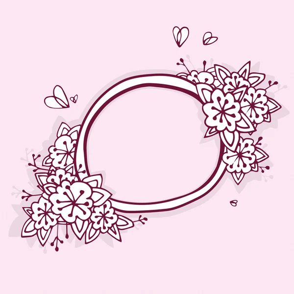 Floral yuvarlak çerçeve kroki - vektör