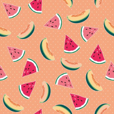 karpuz ve kavun polka dot ışık turuncu sorunsuz zemin üzerine desen