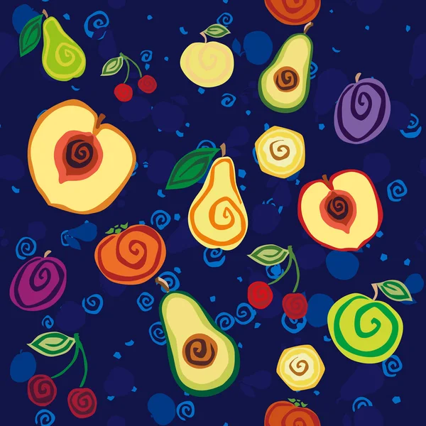 Koyu mavi bir arka plan üzerinde meyve şekli