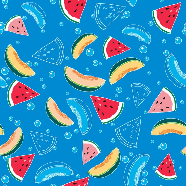 karpuz ve kavun su kesintisiz mavi zemin üzerine desen