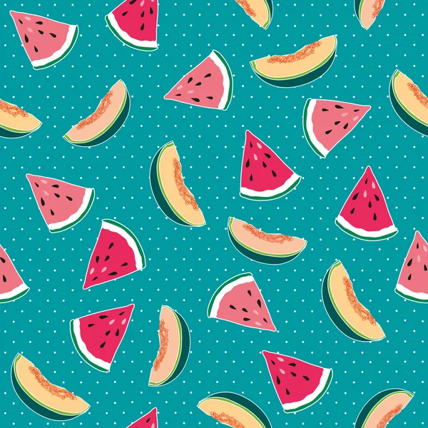 karpuz ve kavun polka dot turkuaz sorunsuz zemin üzerine desen