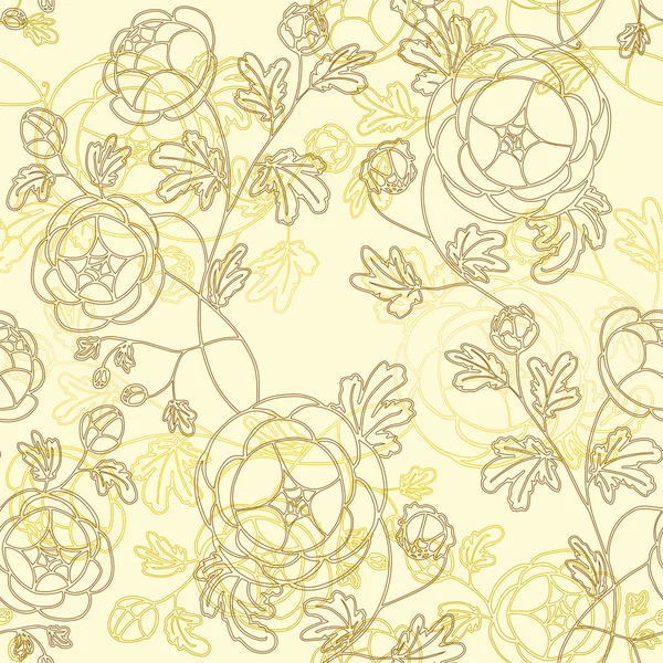 Işık sarı zemin üzerine altın çiçek desenli