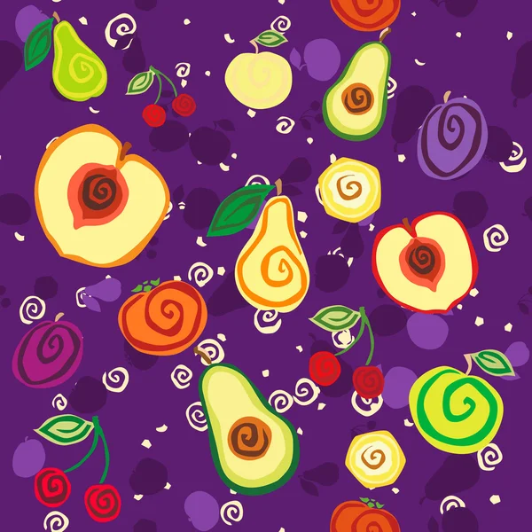 Vektör seamless modeli ile meyve mor zemin üzerine