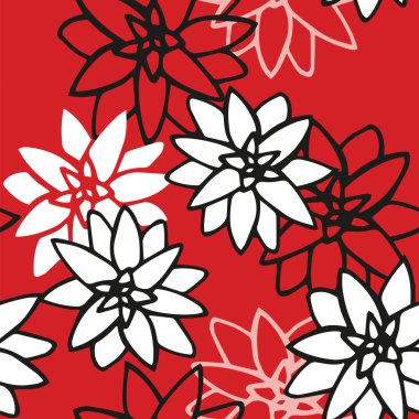 Kırmızı zemin üzerine Çiçek deseni