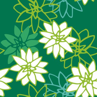 Yeşil zemin üzerine Çiçek deseni