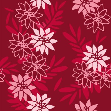 Kırmızı zemin üzerine Çiçek deseni