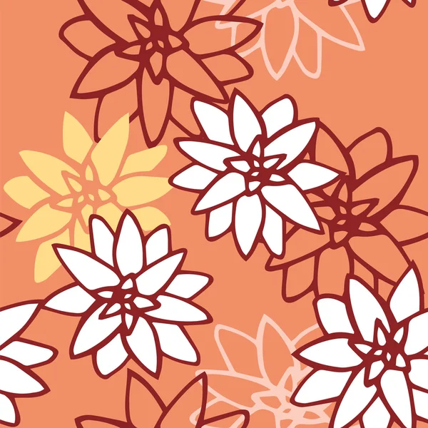 Turuncu zemin üzerine Çiçek deseni
