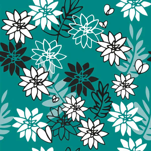 Turkuaz arka plan üzerinde çiçek deseni