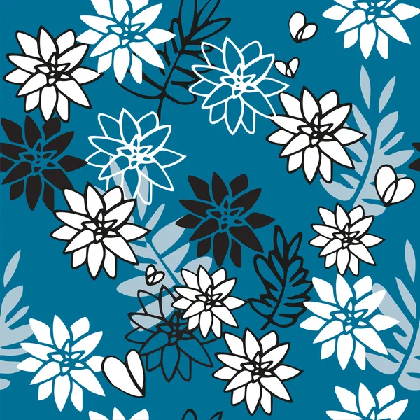 Mavi zemin üzerine Çiçek deseni
