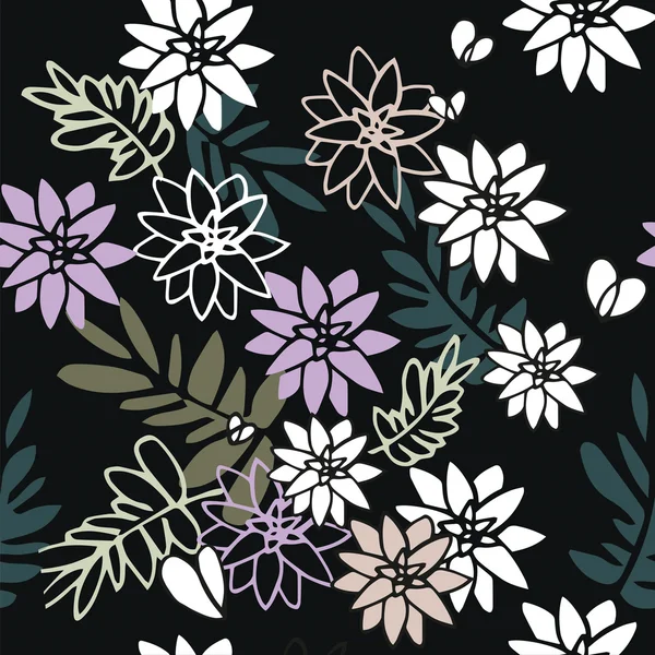 Siyah arka plan üzerine Çiçek deseni