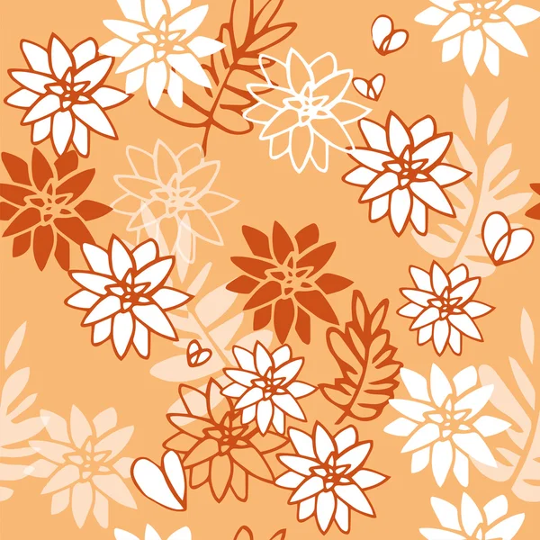 Turuncu zemin üzerine Çiçek deseni