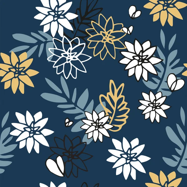 Mavi zemin üzerine Çiçek deseni