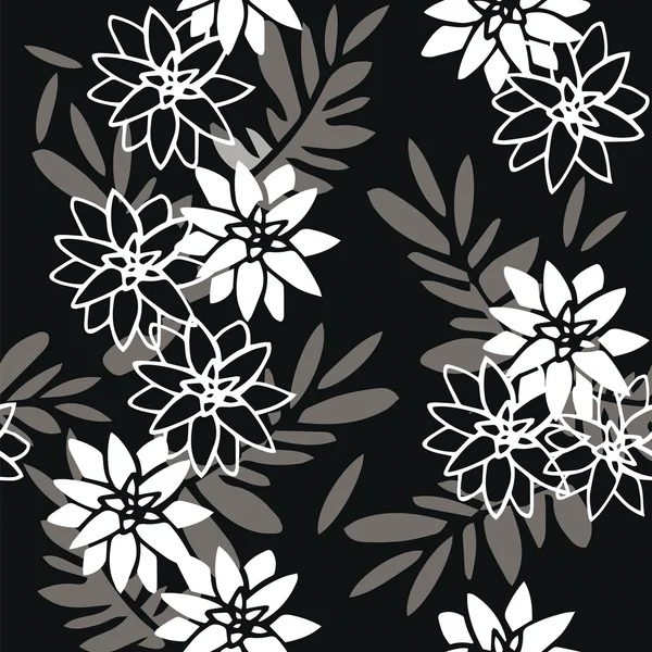 Siyah arka plan üzerine Çiçek deseni