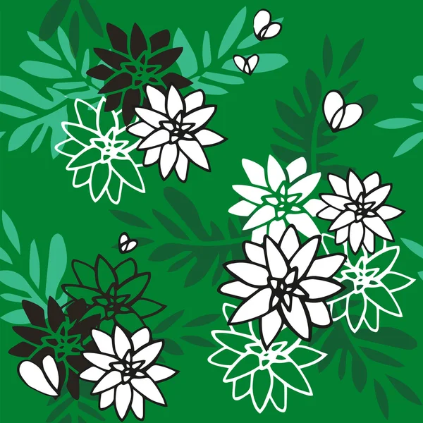 Yeşil zemin üzerine Çiçek deseni