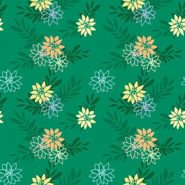 Yeşil zemin üzerine Çiçek deseni