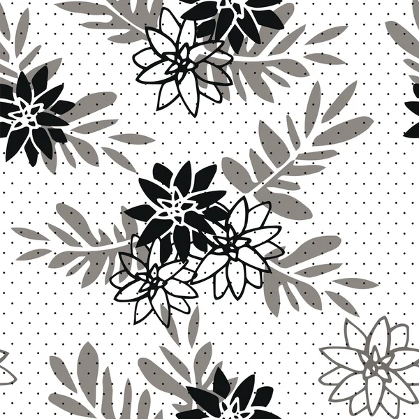 Beyaz arka planda siyah çiçek deseni