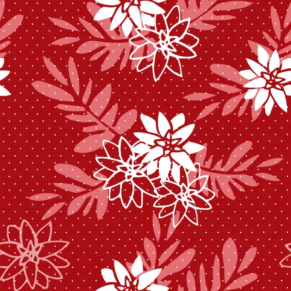 Kırmızı zemin üzerine beyaz çiçek deseni