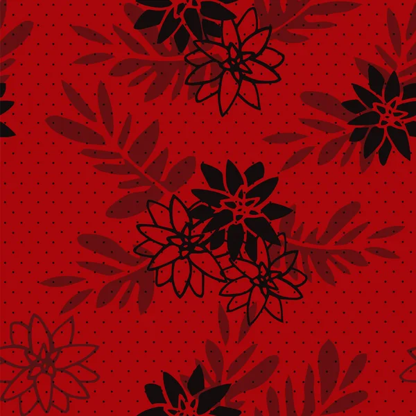 Kırmızı zemin üzerine siyah çiçek deseni