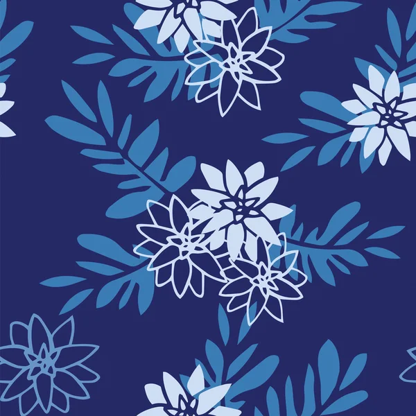 Шаблон цветов на голубом фоне — стоковый вектор