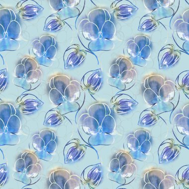 Viola çiçek seamless modeli