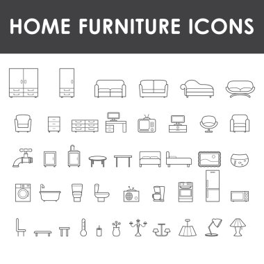 Ev mobilyaları Icons set
