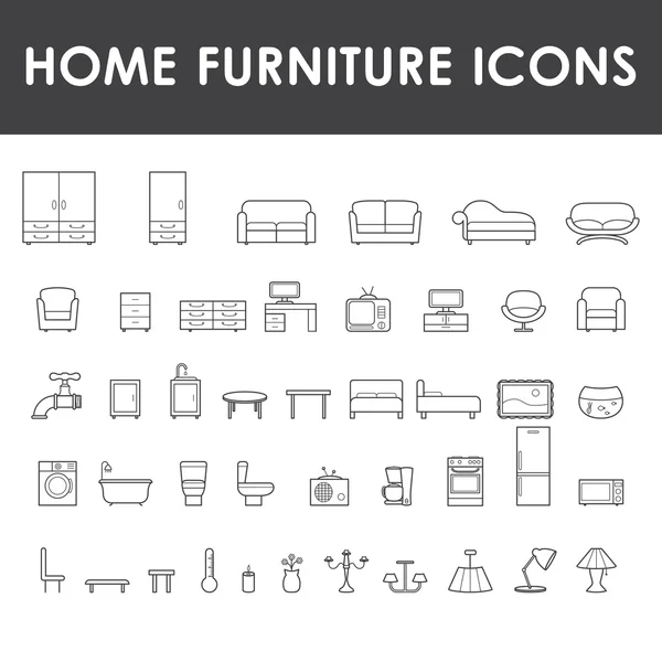 Juego de iconos de muebles para el hogar — Archivo Imágenes Vectoriales