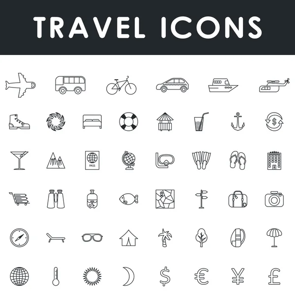 Conjunto de iconos de viajes y turismo — Vector de stock