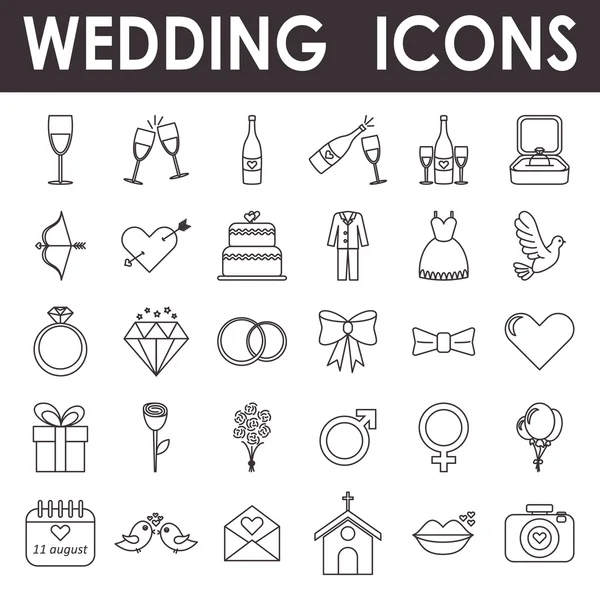 Conjunto de iconos de boda y amor — Vector de stock