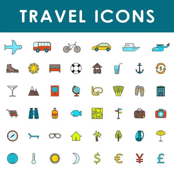 Conjunto de iconos de viajes y turismo — Vector de stock