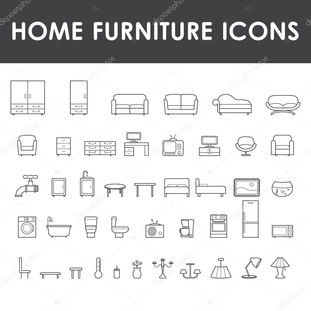 Home furniture icons set