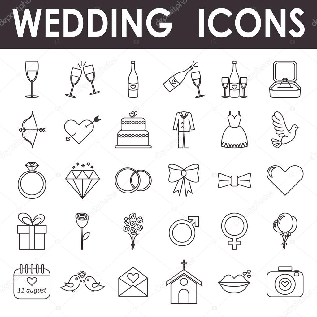 Set of wedding and love icons