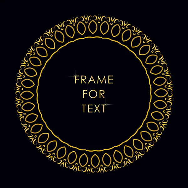 Frame in outline style golden color on black backgrou — Stockvector