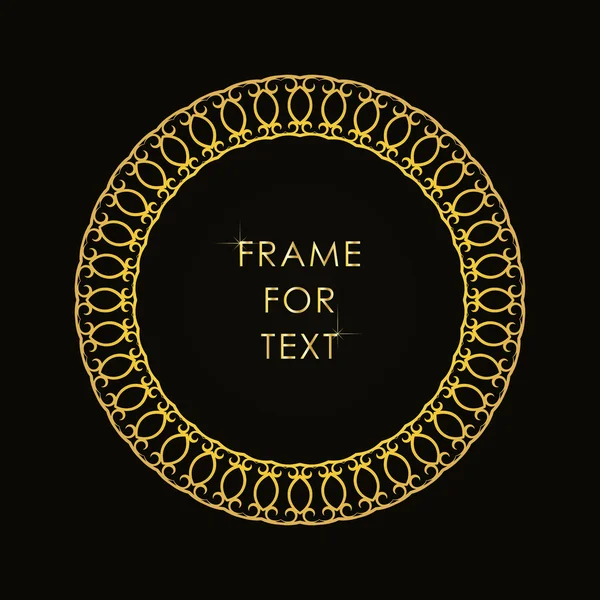 Frame in outline style golden color on black backgrou — Stock Vector