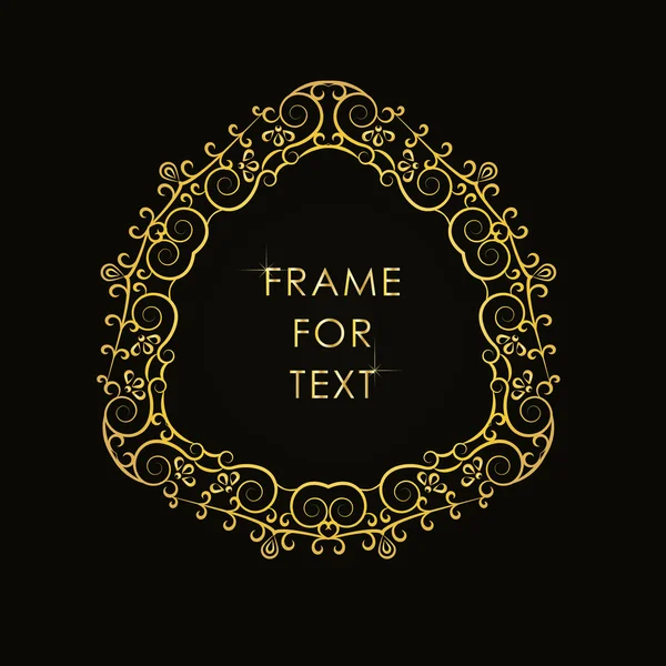 Frame in outline style golden color on black backgrou — Διανυσματικό Αρχείο
