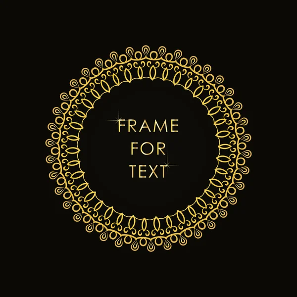 Frame in outline style golden color on black backgrou — Stockvector