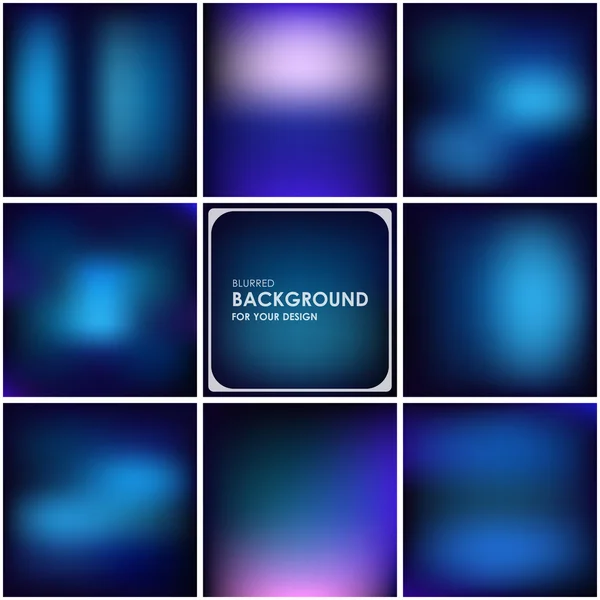 Conjunto de fondo azul abstracto borroso — Vector de stock