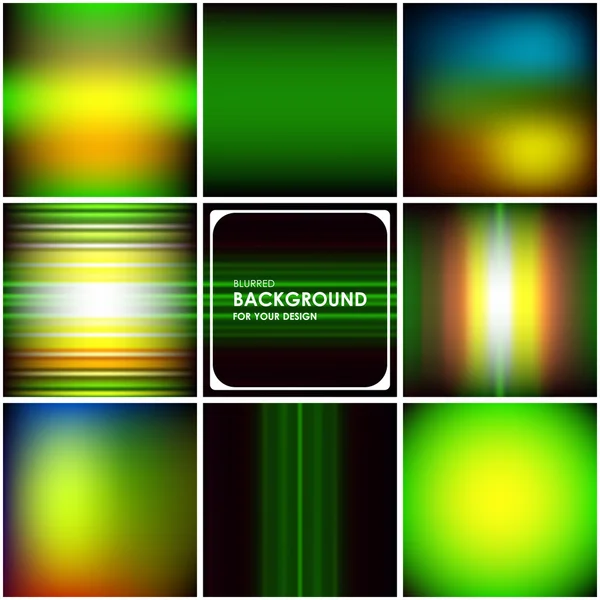 Uppsättning av abstrakt grön suddig bakgrund — Stock vektor