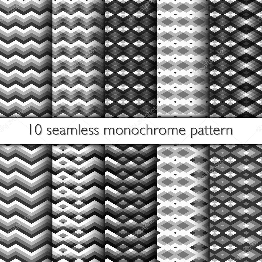 Set of ten seamless zig zag pattern