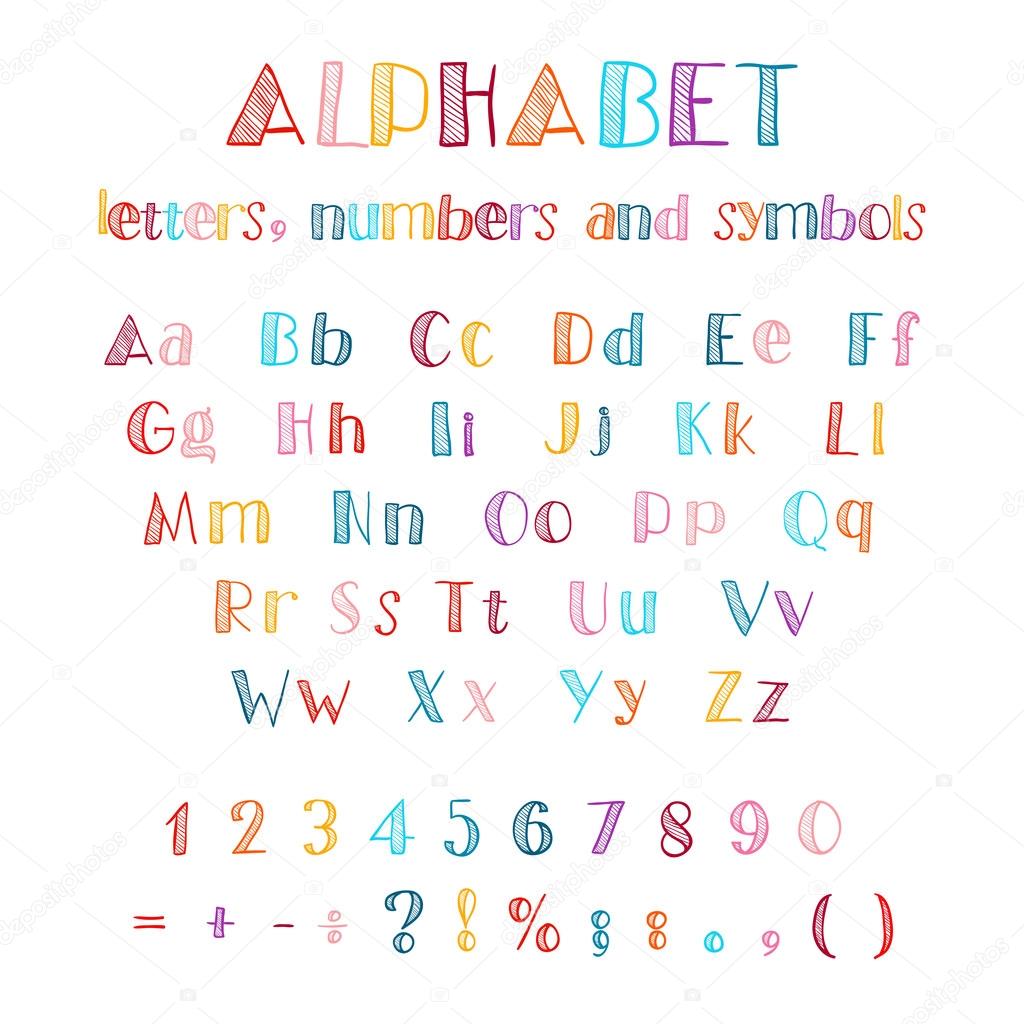 Hand drawn Latin alphabet